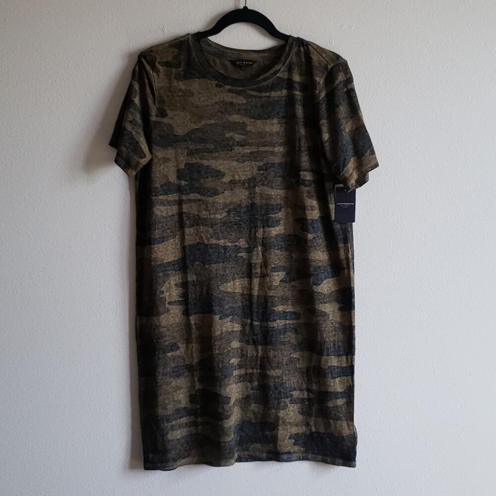 NEW! Lucky Brand Camo T-Shirt Dress - Picture 2 of 6